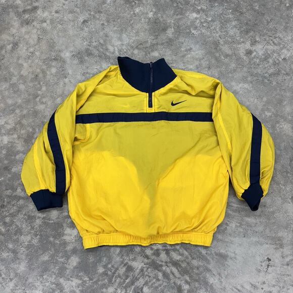 Y2K Nike Youth Small 8 Blue Yellow Reversible Quarter Zip Jacket Windbreaker Vtg - Picture 3 of 7